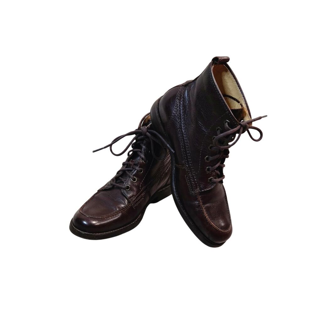 Women's Frye Phillip Moc Toe Leather Lace-up Ankles Boots Size:7 Color: Brown - Picture 3 of 10